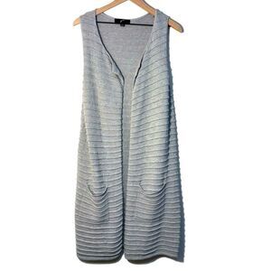 GNW Gray Longline knit Ribbed Open Front Vest M.